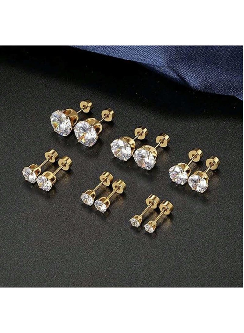 ڤيا أقراط كريستال فاخرة متعددة المقاسات – طقم 6 أزواج للنساء - Image 1